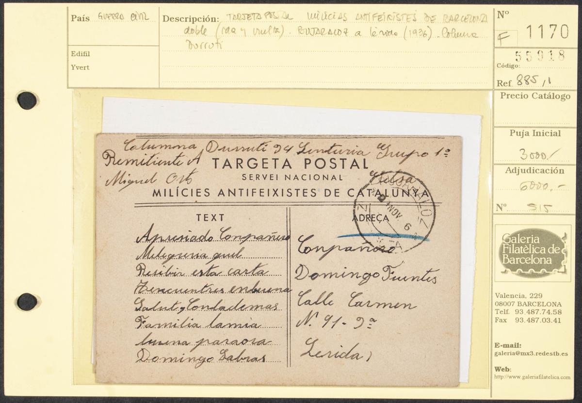 1085 | Civil War. Republican Postcard