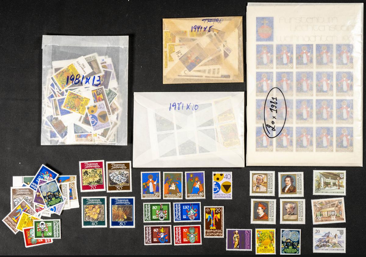818 | Liechtenstein. Stock de Series y Sellos