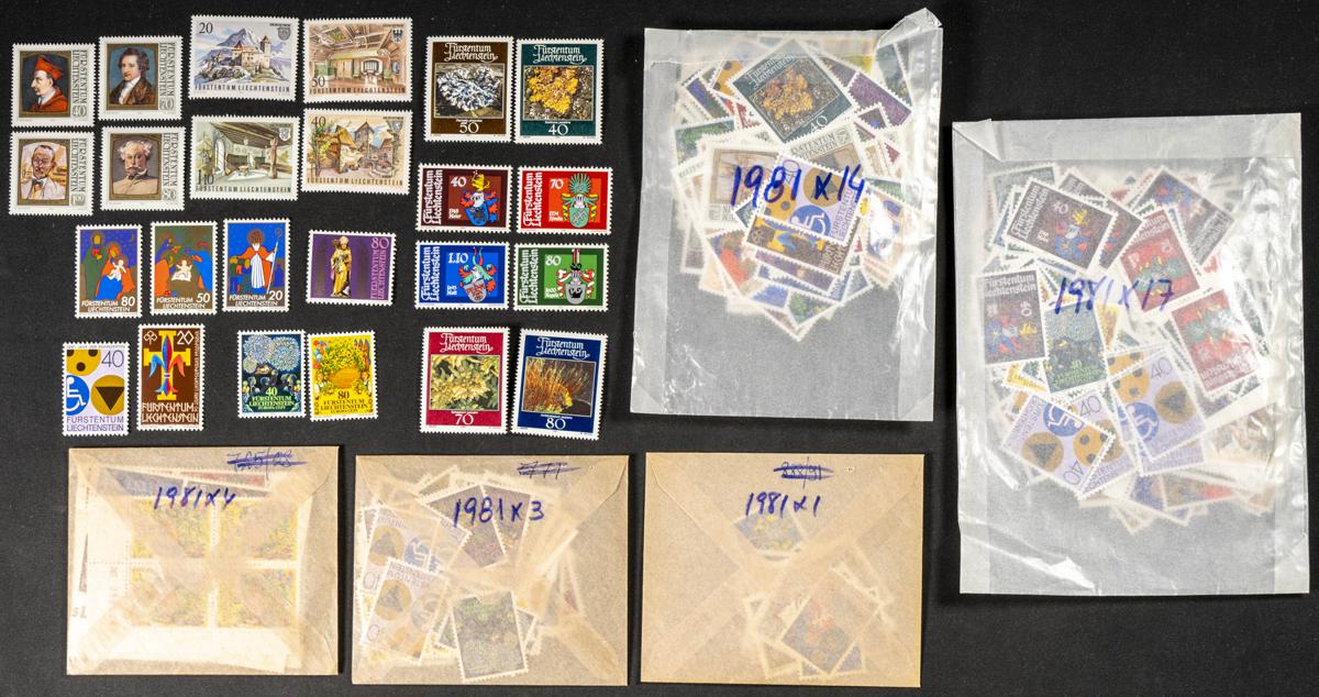 819 | Liechtenstein. Stock de Series y Sellos