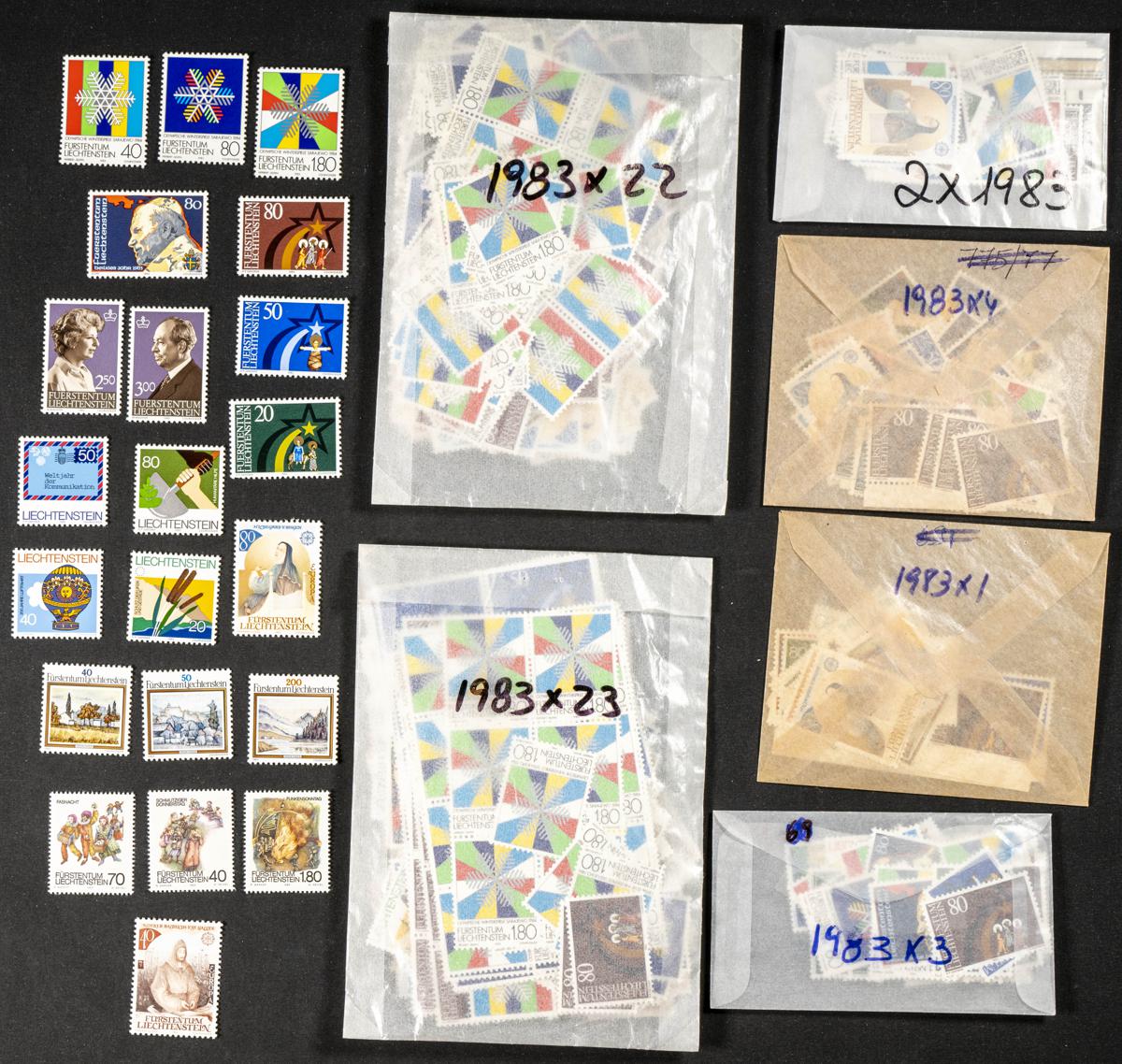 828 | Liechtenstein. Stock de Series y Sellos
