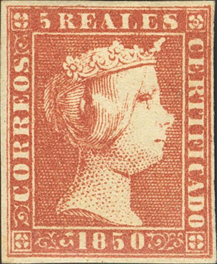 3192 - ★ 3. 1850. 5 reales rojo. MAGNIFICO. Cert. GRAUS. - 800€