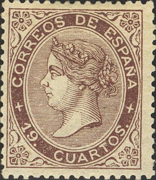 3458 - ★ 101. 1868. 19 cuartos castaño. Color intenso y bien centrado. MAGNIFICO Y RARO EN NUEVO. Cert. COMEX. - 675€