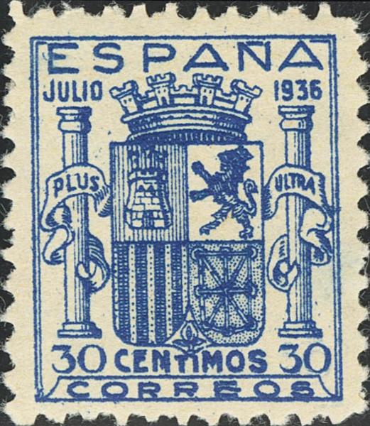717 - ★★ 801. 1936. 30 cts azul. Centraje excepcional y color intenso. PIEZA DE LUJO. Cert. COMEX. Edifil 2026: 1.200 Euros - 700€