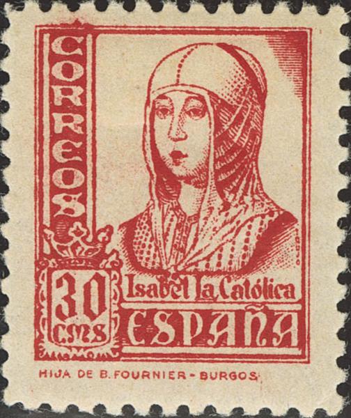 727 - ★ 823et. 1936. 30 cts rosa (bonito centraje). PIE DE IMPRENTA A LA IZQUIERDA. MAGNIFICO Y MUY RARO. Edifil 2021: 415 Euros - 225€