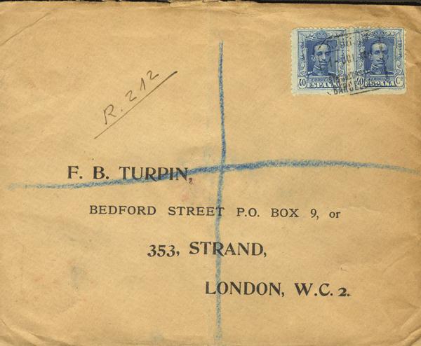0000025934 - Spain. Alfonso XIII Registered Mail