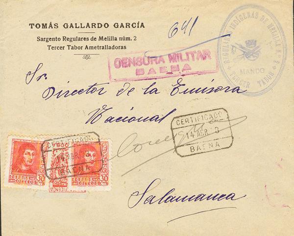 0000030298 - Zona Nacional. Bando Nacional Correo Certificado