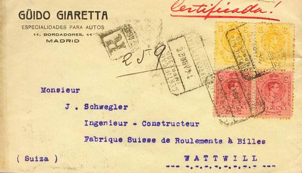 0000043549 - Spain. Alfonso XIII Registered Mail