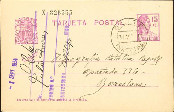 0000117115 - Navarra. Postal History